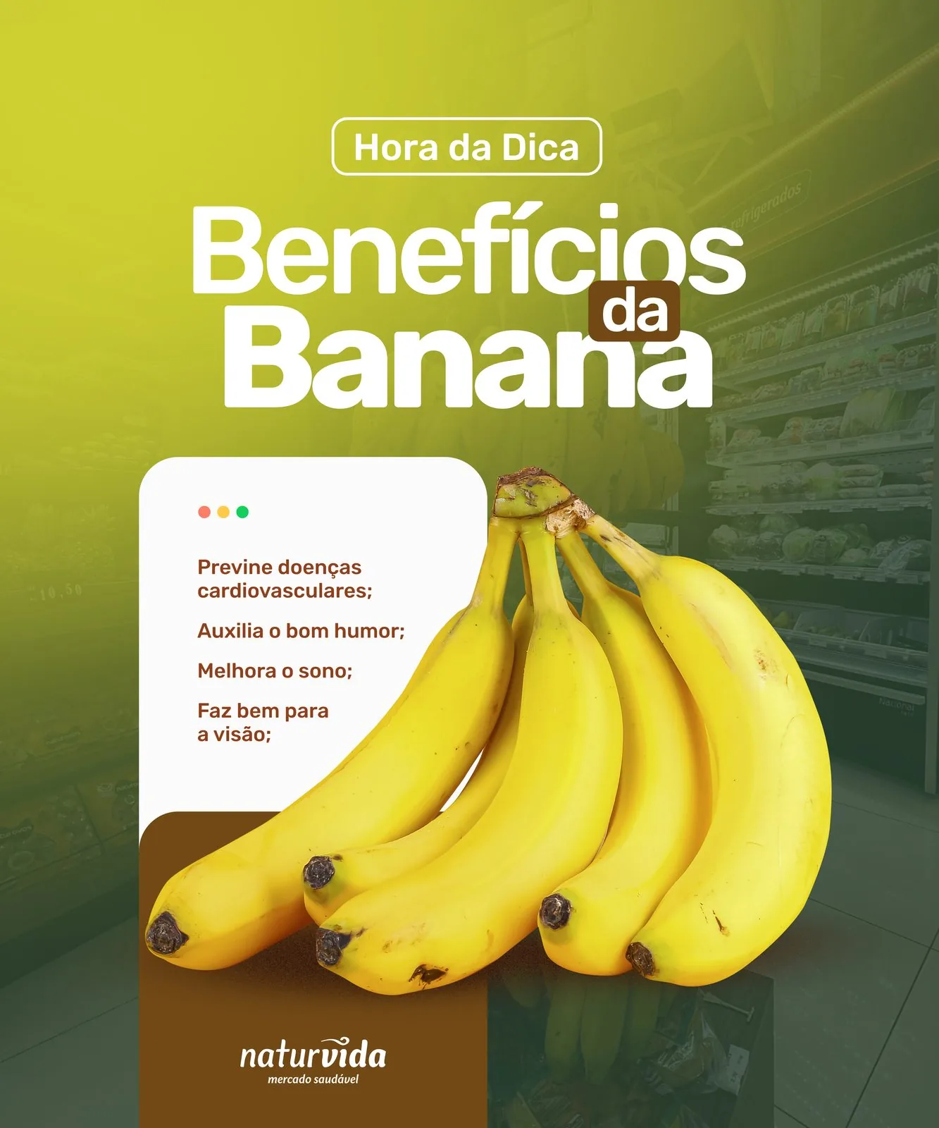 Peça de design gráfico: Benefícios da banana. Filipe Dressler, designer gráfico em Santa Cruz do Sul