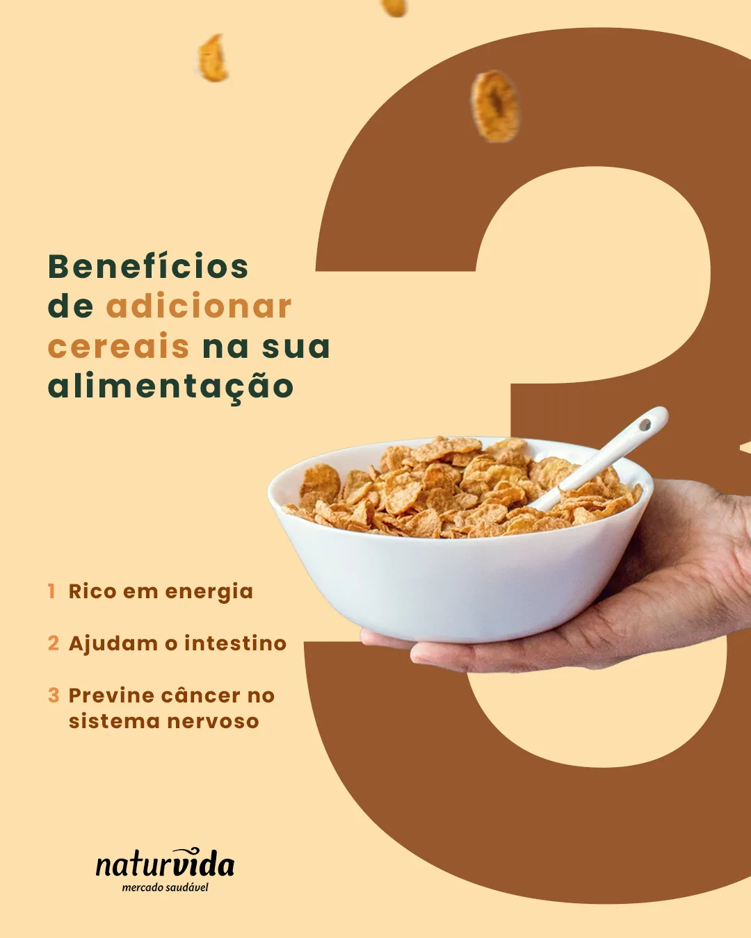 Peça de design gráfico: Benefícios de adicionar cereais Lajeado. Filipe Dressler, designer gráfico em Santa Cruz do Sul