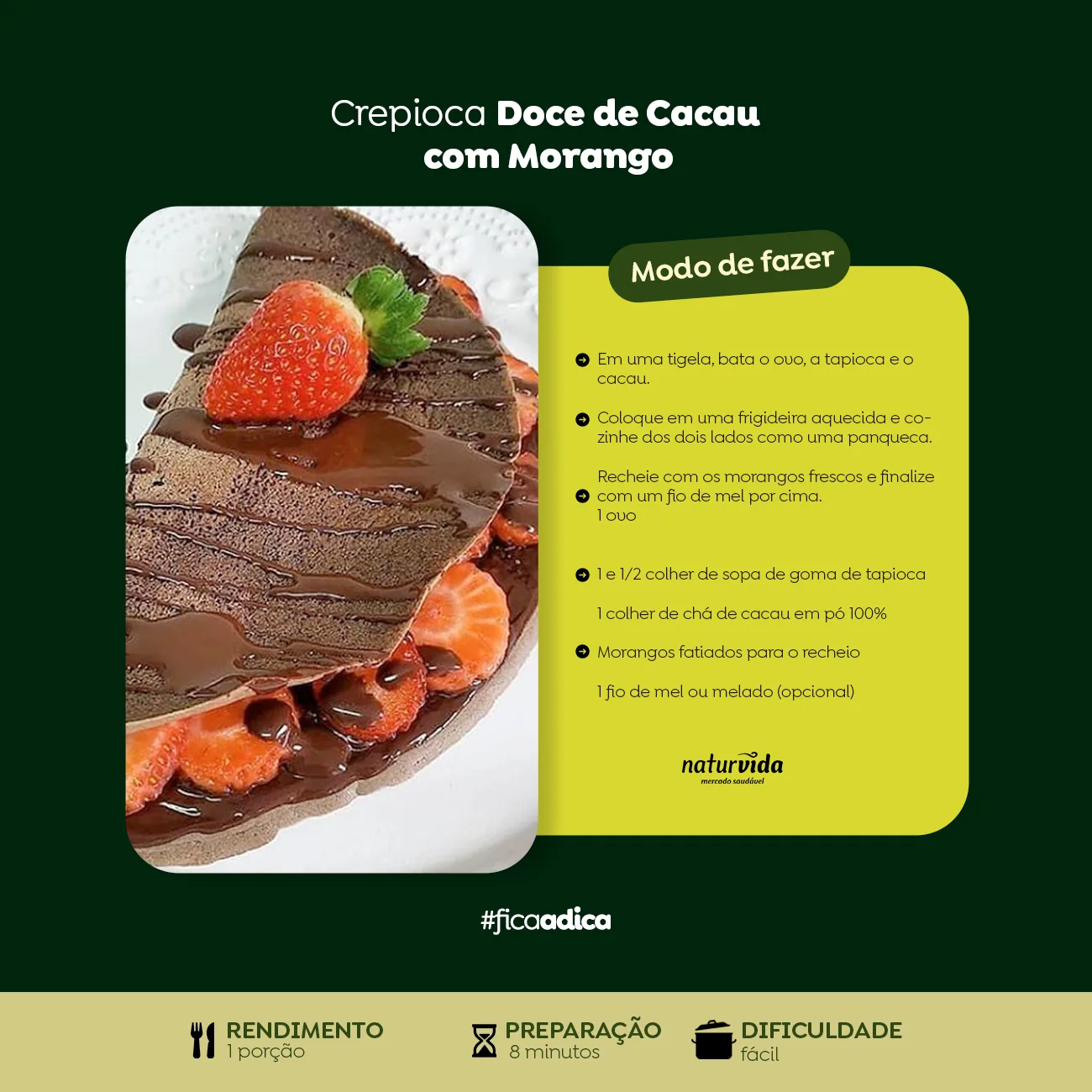 Peça de design gráfico: Receita de crepioca. Filipe Dressler, designer gráfico em Santa Cruz do Sul
